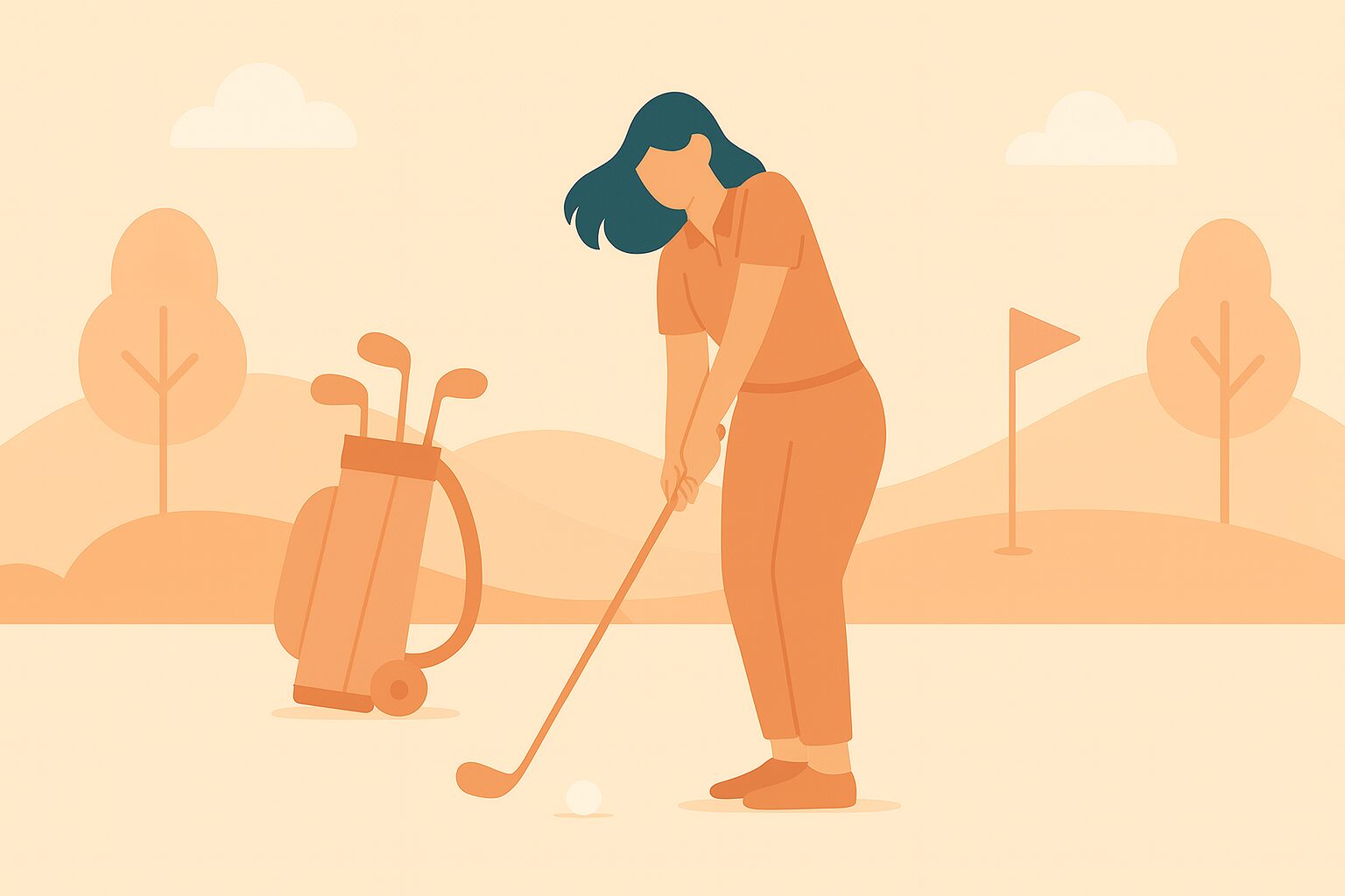 ゴルフをしている大人女子